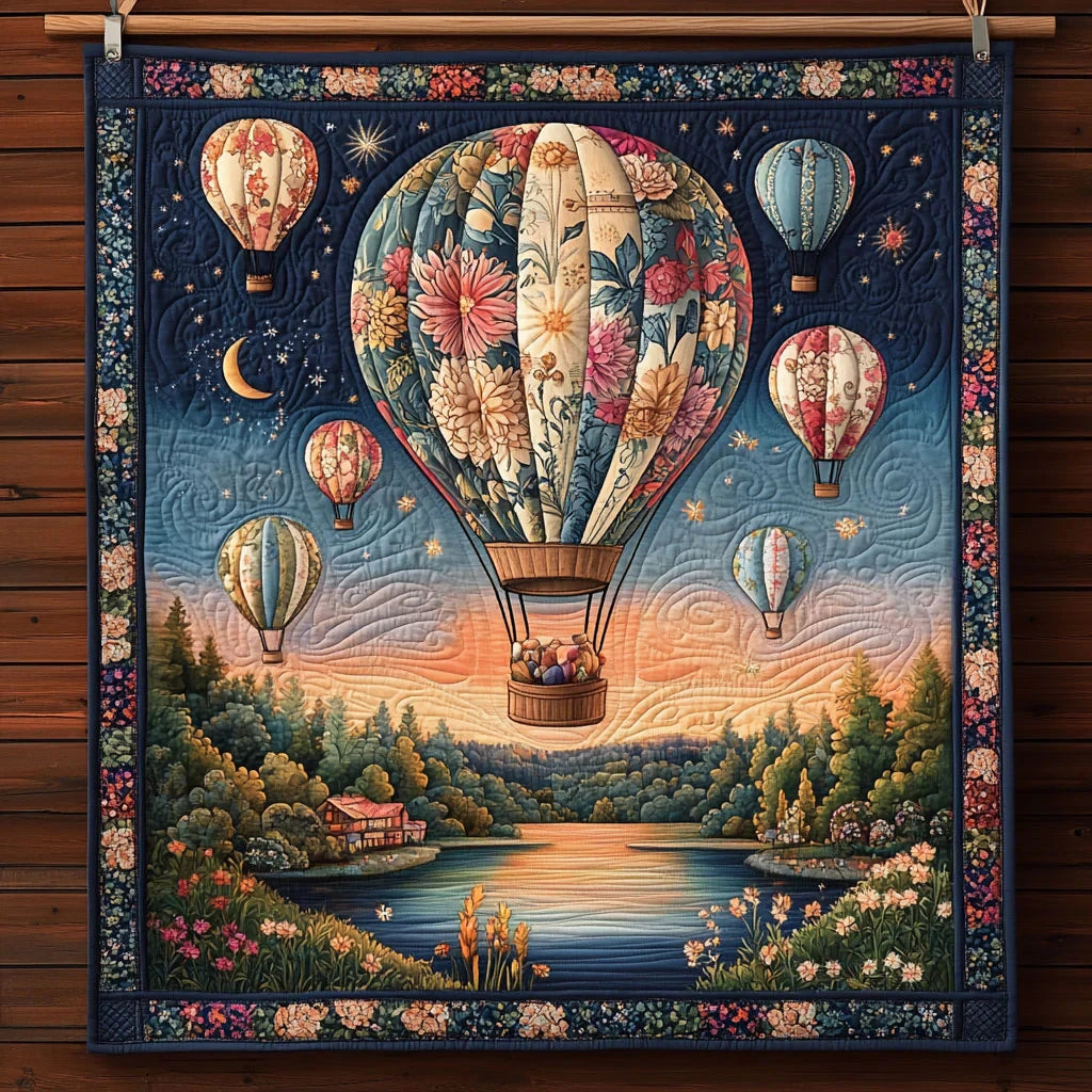 Balloon In Bloom Quilt Blanket