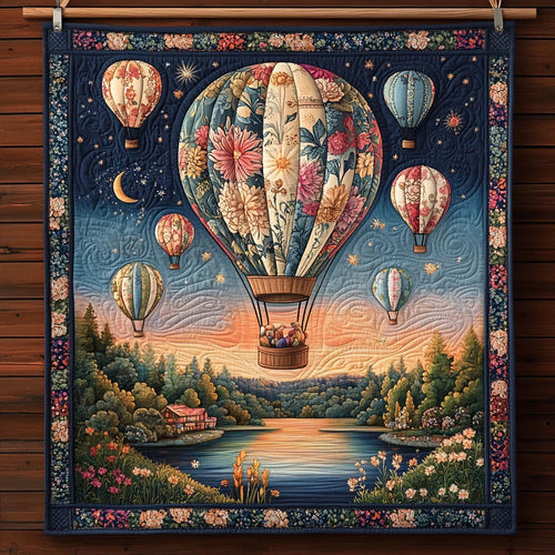 Balloon In Bloom Quilt Blanket