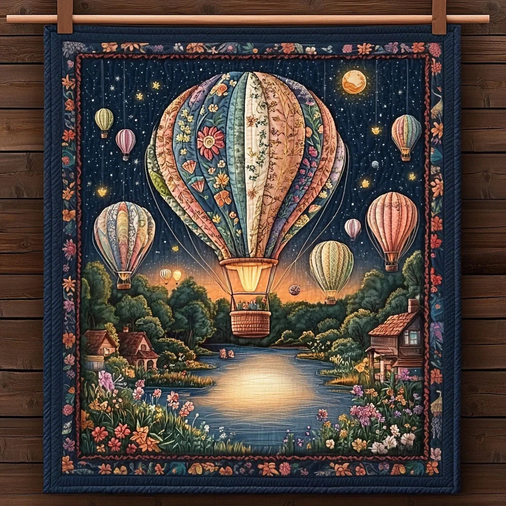 Balloon In Bloom Quilt Blanket