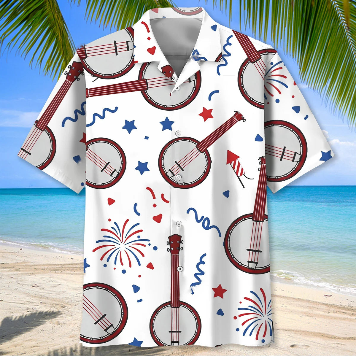 Banjo 4th of July Celebrations Hawaiian Shirt