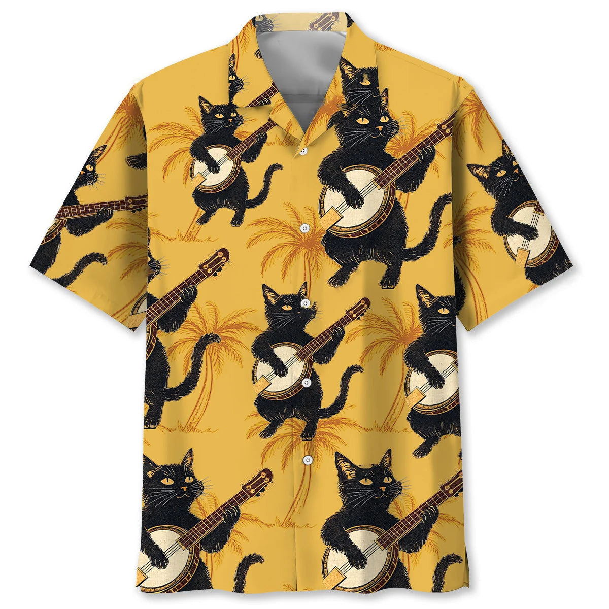Banjo Black Cat Hawaiian Shirt