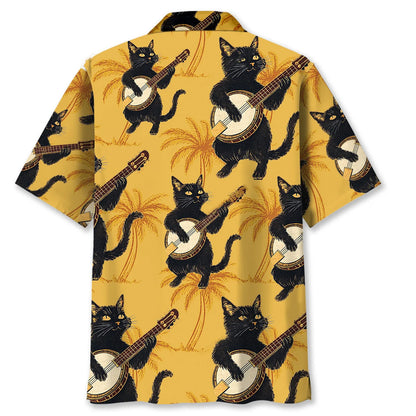 Banjo Black Cat Hawaiian Shirt