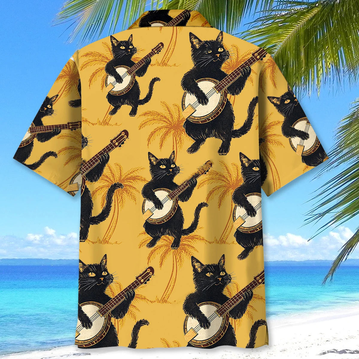 Banjo Black Cat Hawaiian Shirt