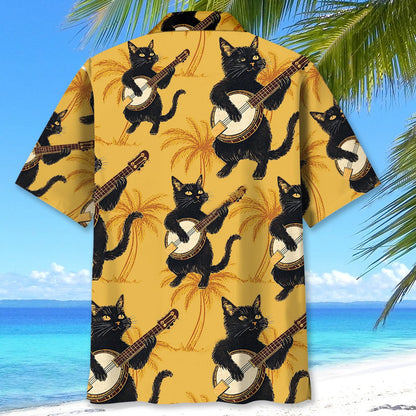 Banjo Black Cat Hawaiian Shirt
