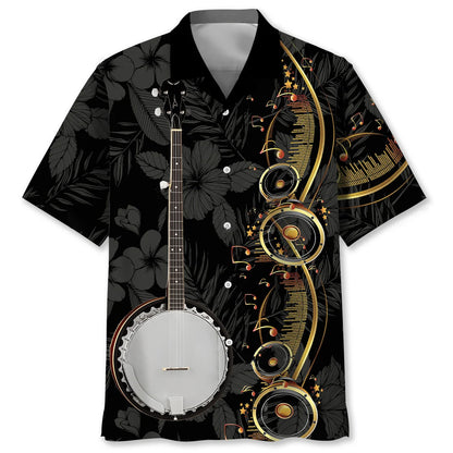 Banjo Black Tropical Hawaiian Shirt