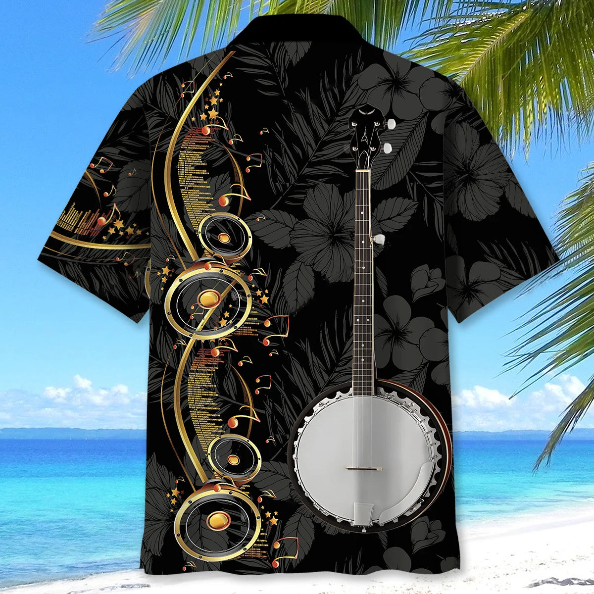 Banjo Black Tropical Hawaiian Shirt