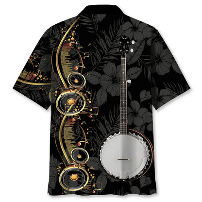 Banjo Black Tropical Hawaiian Shirt