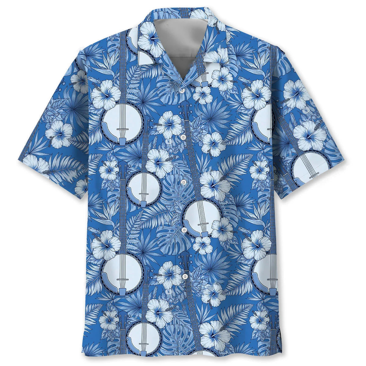 Banjo Blue Hibiscus Hawaiian Shirt