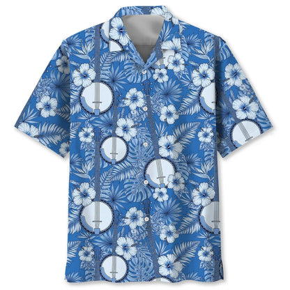 Banjo Blue Hibiscus Hawaiian Shirt