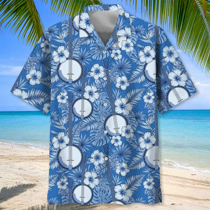 Banjo Blue Hibiscus Hawaiian Shirt