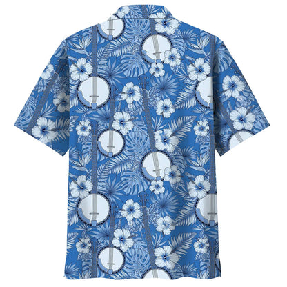 Banjo Blue Hibiscus Hawaiian Shirt