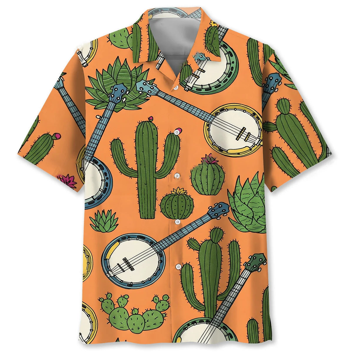 Banjo Cactus Pattern Hawaiian Shirt