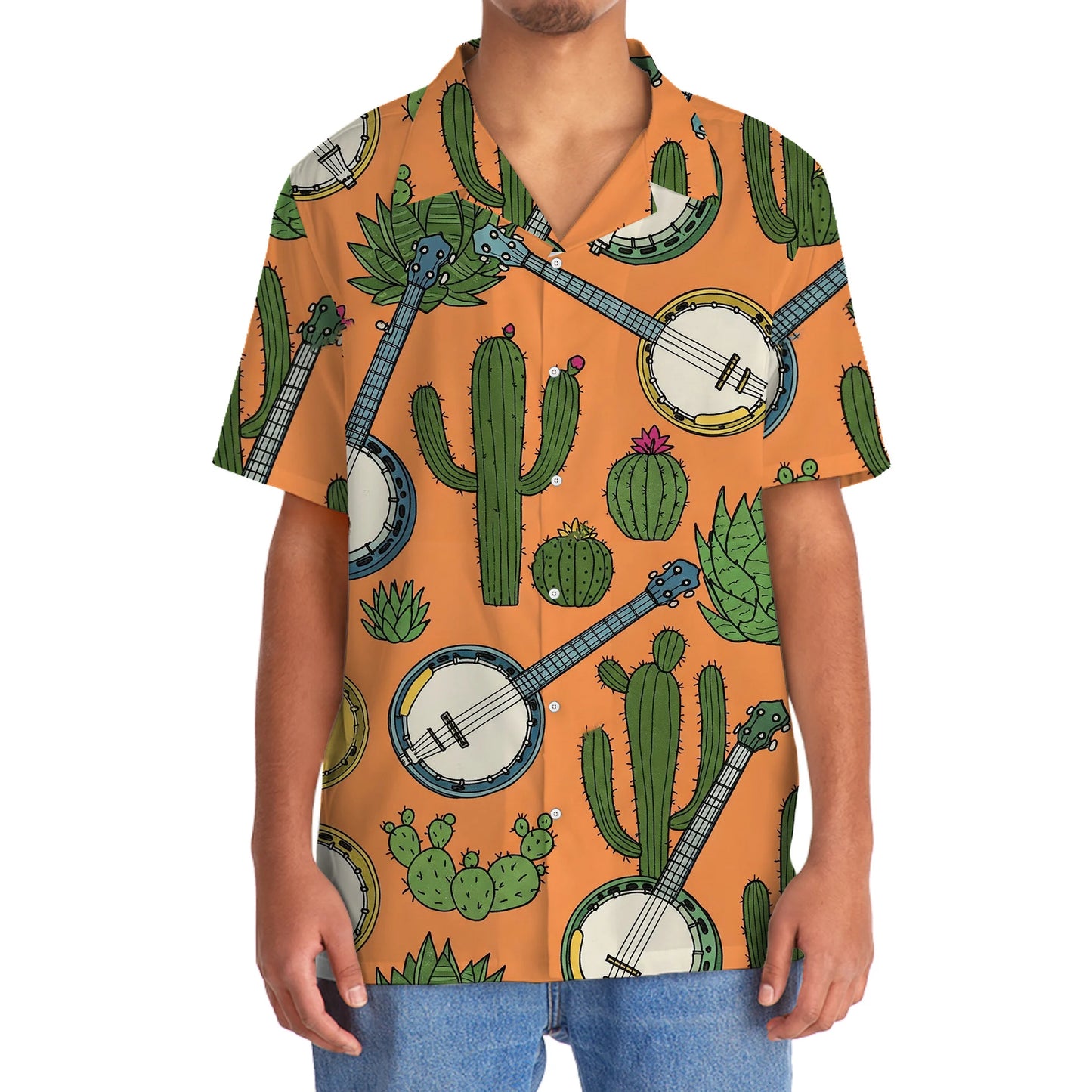 Banjo Cactus Pattern Hawaiian Shirt