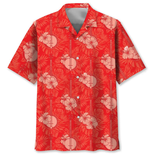 Banjo Red Hibiscus Hawaiian Shirt