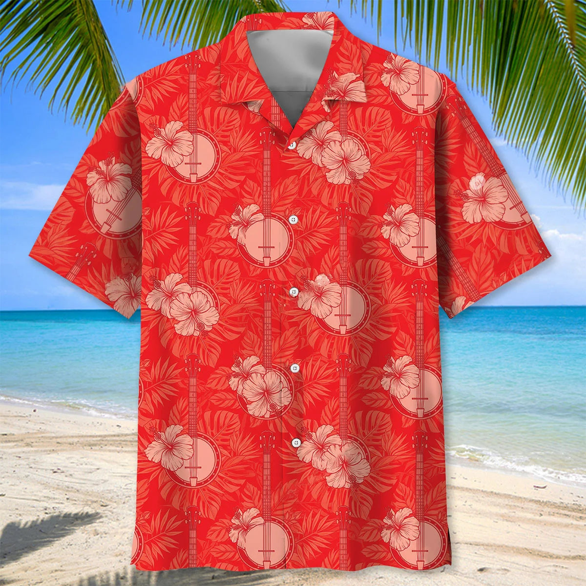 Banjo Red Hibiscus Hawaiian Shirt