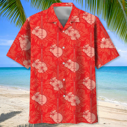 Banjo Red Hibiscus Hawaiian Shirt