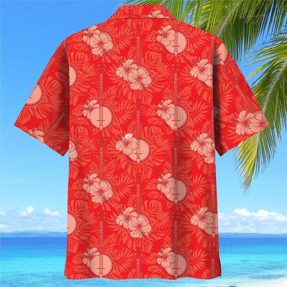 Banjo Red Hibiscus Hawaiian Shirt