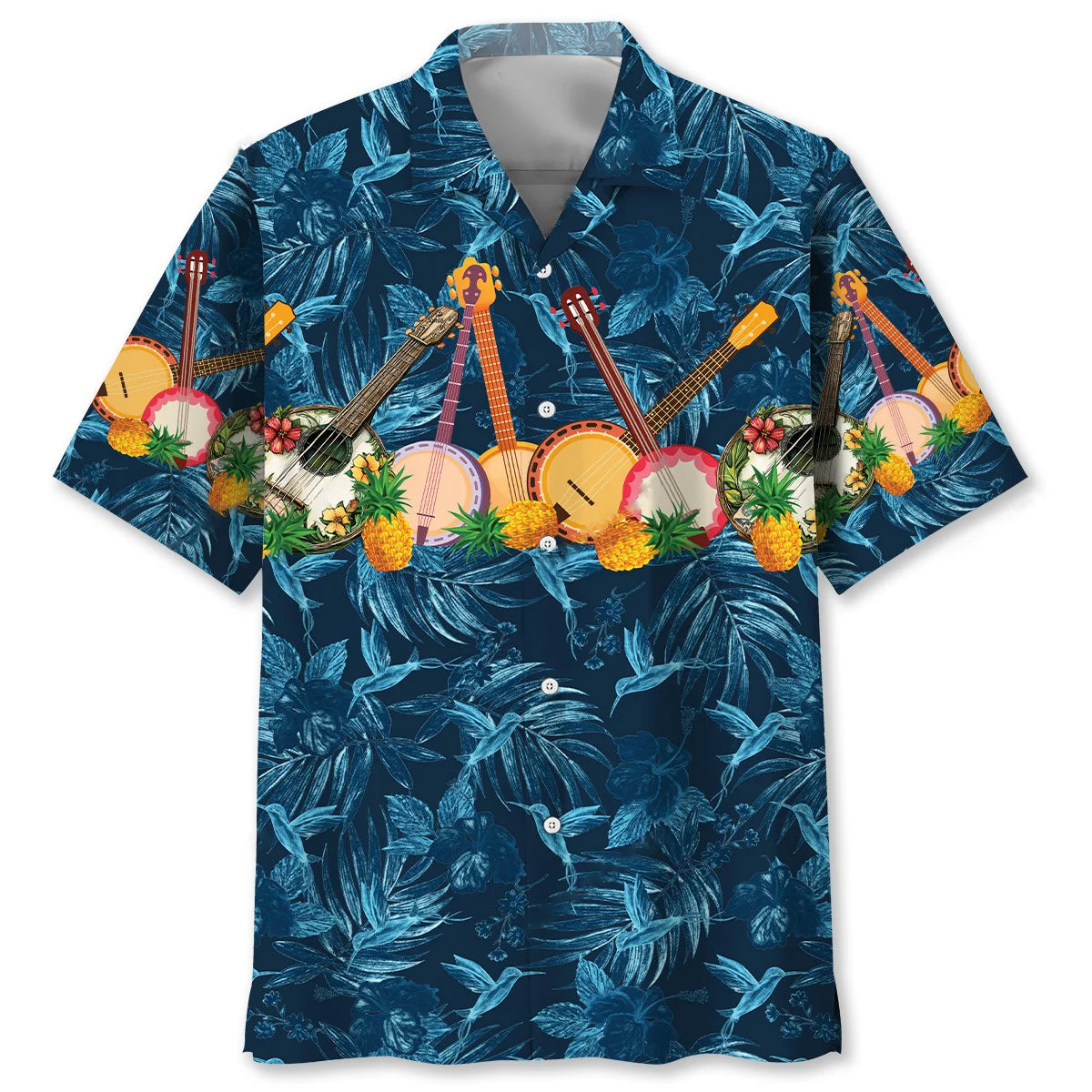 Banjo Tropical Hibiscus Pineapple Hawaiian Shirt