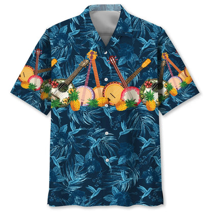 Banjo Tropical Hibiscus Pineapple Hawaiian Shirt