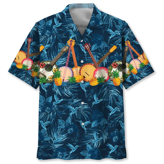 Banjo Tropical Hibiscus Pineapple Hawaiian Shirt