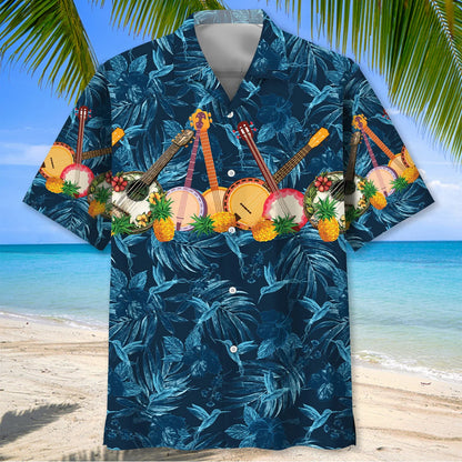 Banjo Tropical Hibiscus Pineapple Hawaiian Shirt
