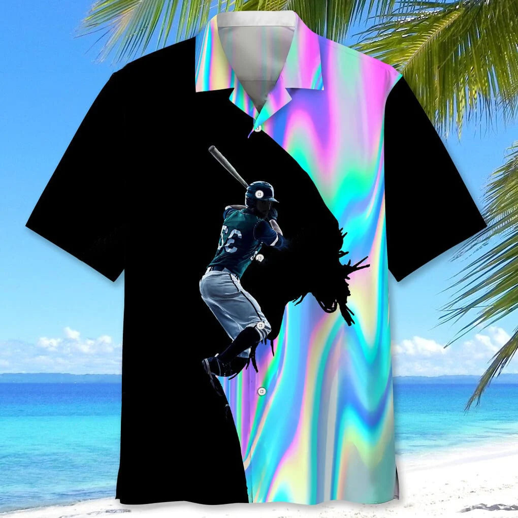 Baseball Liquid Metal Hawaiian Shirt