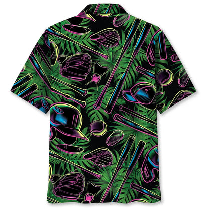 Baseball Neon Tropical Hawaiian Shirt