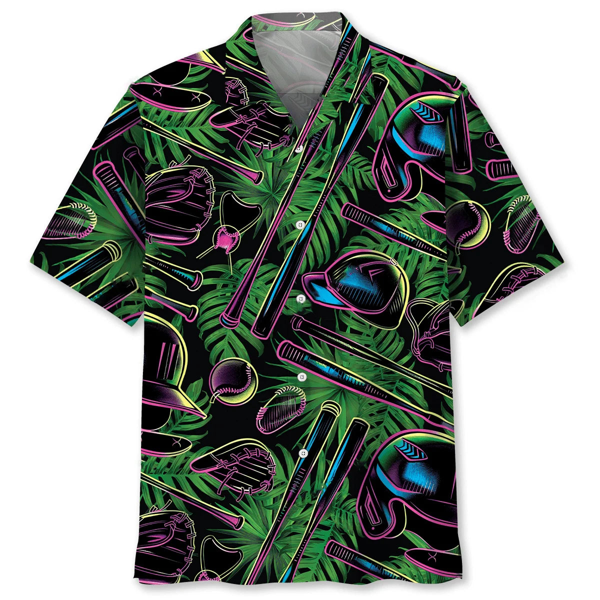 Baseball Neon Tropical Hawaiian Shirt