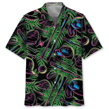 Baseball Neon Tropical Hawaiian Shirt