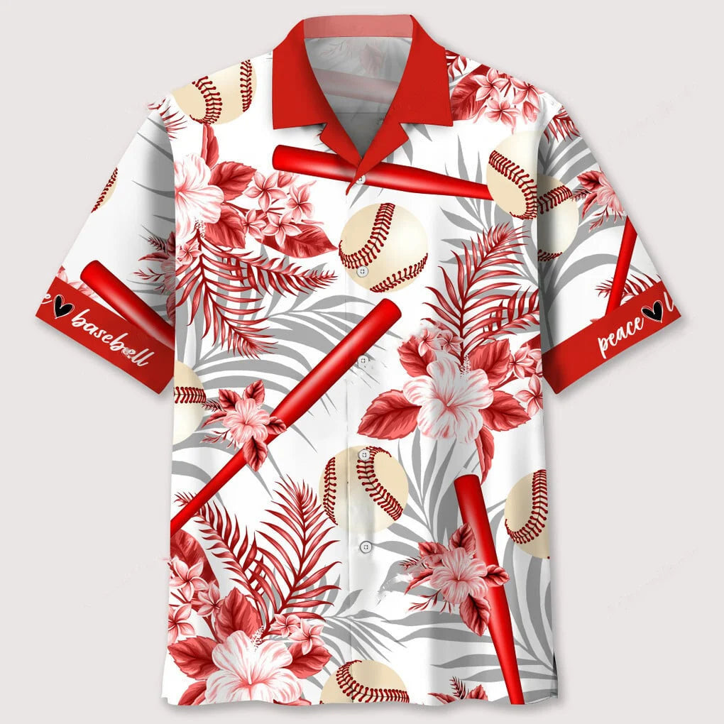 Baseball Red Hawaiian Shirt