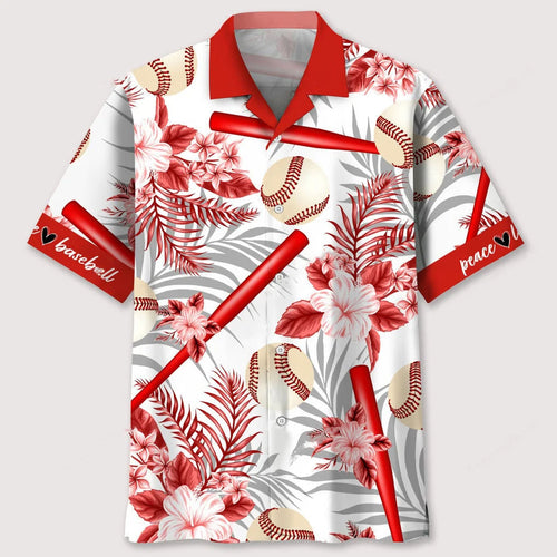 Baseball Red Hawaiian Shirt