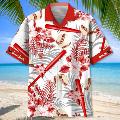 Baseball Red Hawaiian Shirt
