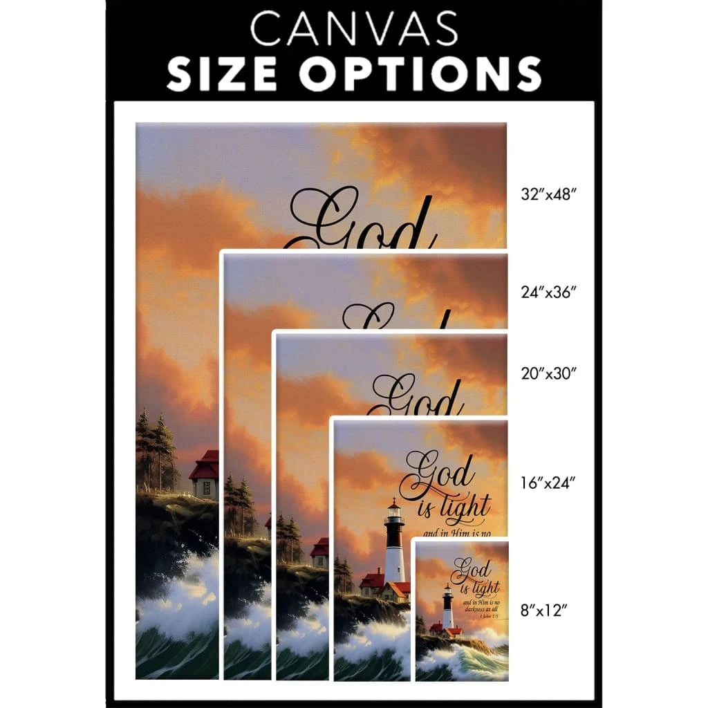 1 john 1 5 god is light lighthouse christian wall art canvas (view 2)