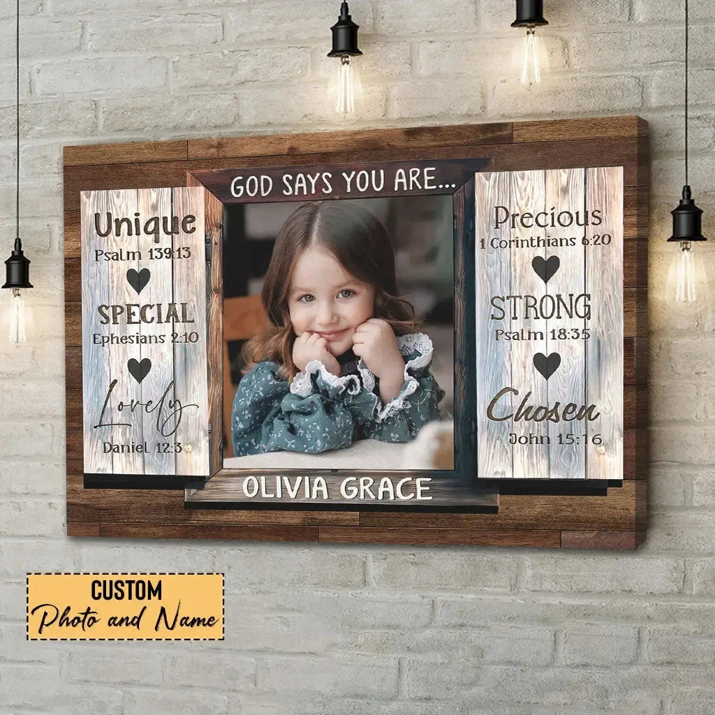 personalized god says you are wall art canvas with custom photo name