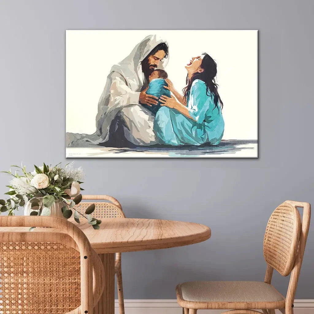 jesus is close to the brokenhearted woman christian wall art canvas (Landscape)