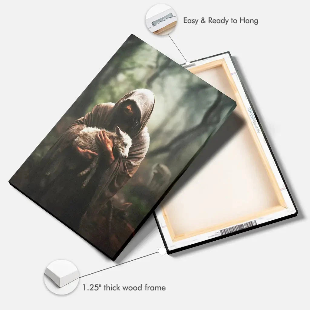 jesus carrying lost sheep wall art canvas (Landscape) (view 2)