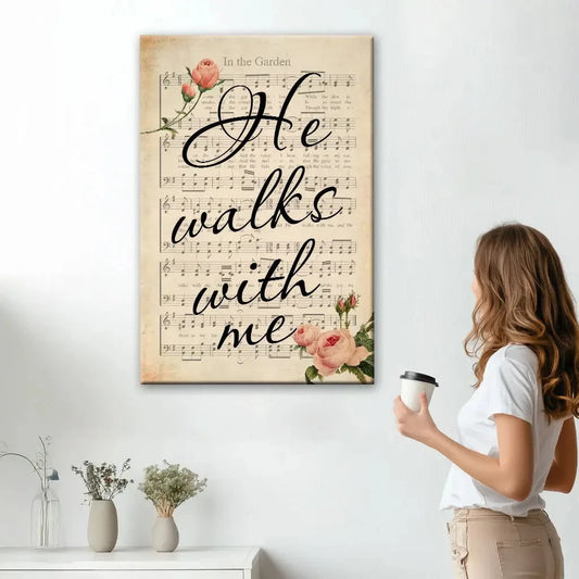 he walks with me wall art canvas print (Landscape)