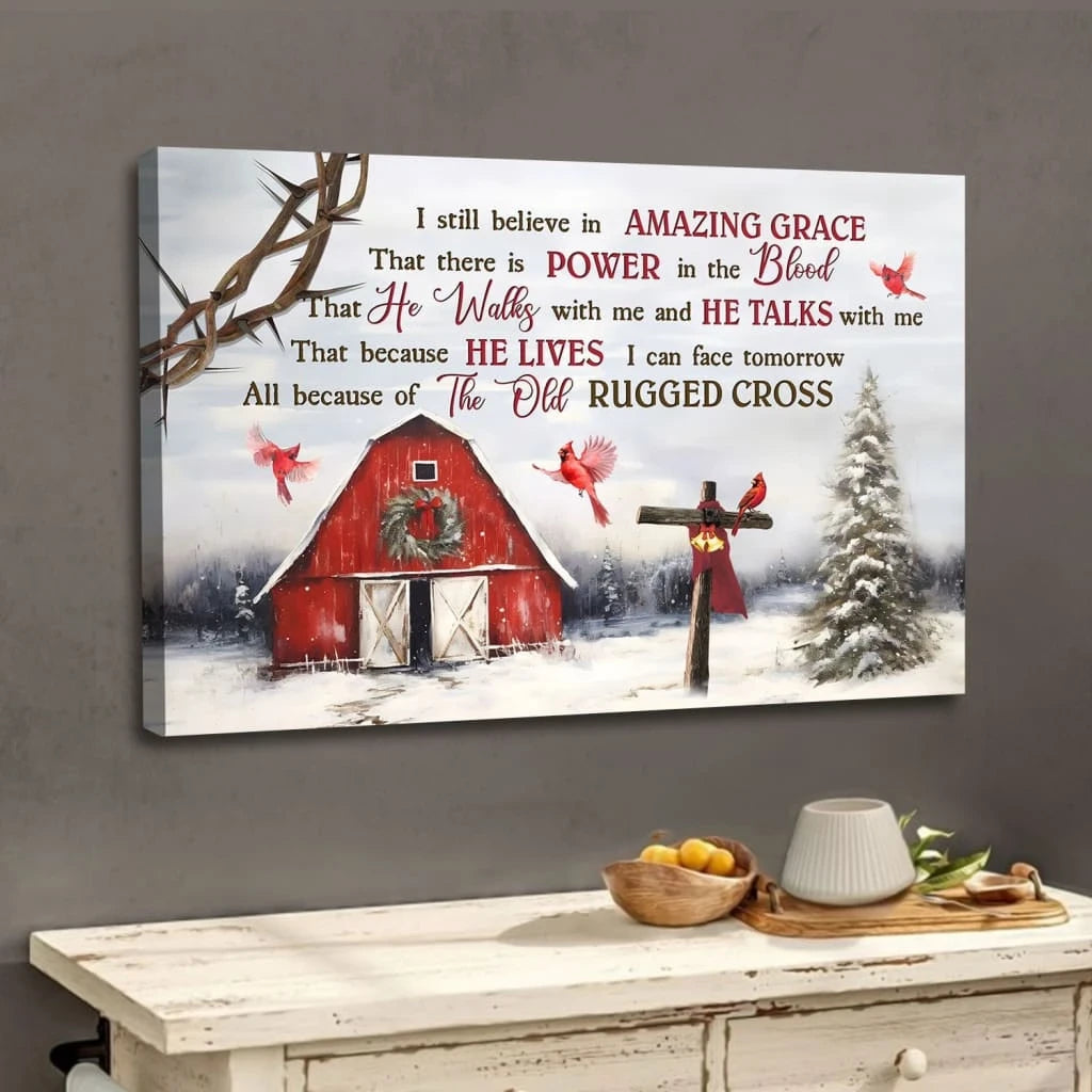i still believe in amazing grace christmas wall art canvas (Landscape)
