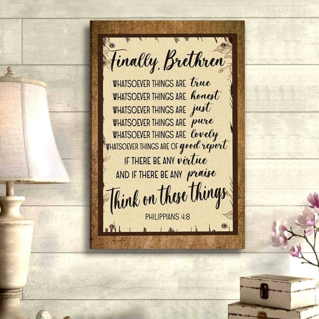 whatsoever things are true philippians 4 8 bible verse wall art canvas