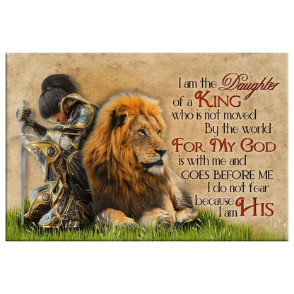 daughter of a king warrior woman lion christian wall art canvas (Landscape)