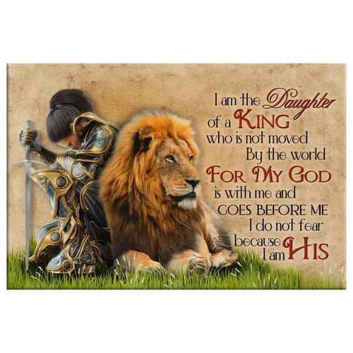 daughter of a king warrior woman lion christian wall art canvas (Landscape)