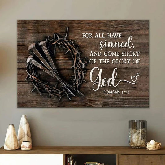 bible verse wall art for all have sinned kjv romans 3 23 canvas print (Landscape)