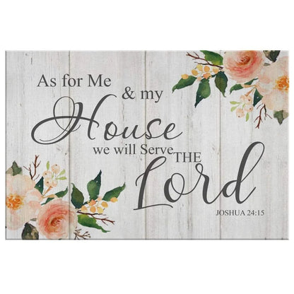 floral joshua 24 15 as for me and my house bible verse wall art canvas (Landscape)