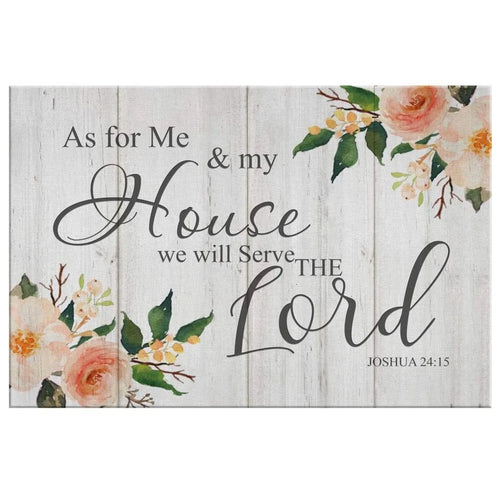 floral joshua 24 15 as for me and my house bible verse wall art canvas (Landscape)