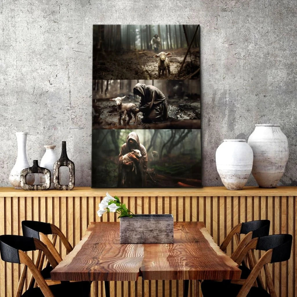 no text he ran he rescued he carried wall art canvas print (Landscape)