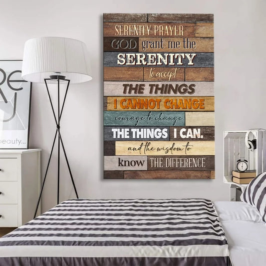 serenity prayer rustic christian wall art canvas
