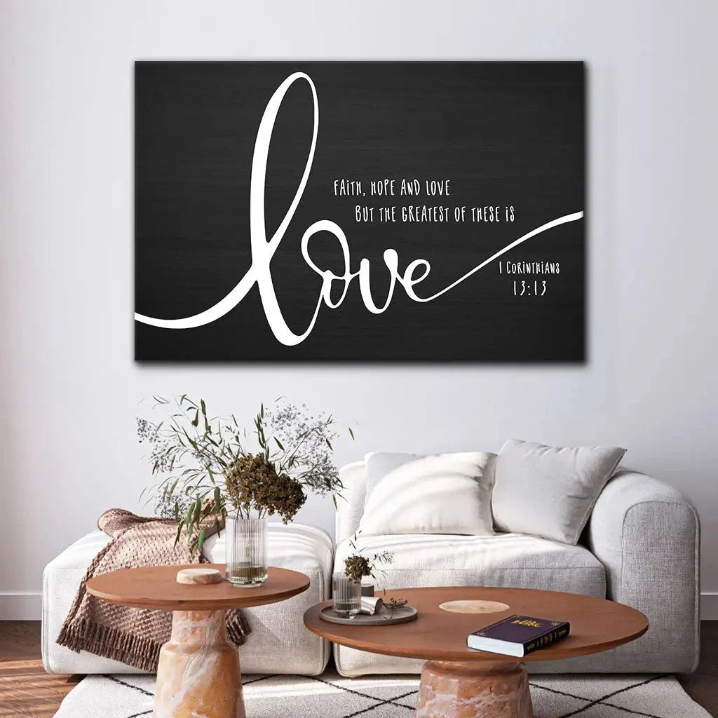 faith hope and love wall art canvas (Landscape) (view 4)