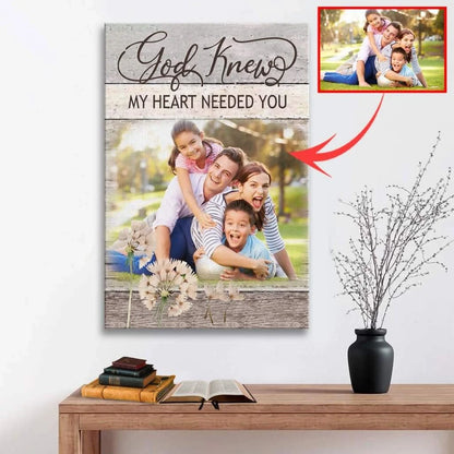 personalized god knew my heart needed you christian wall art canvas with custom photo (Landscape) (view 3)