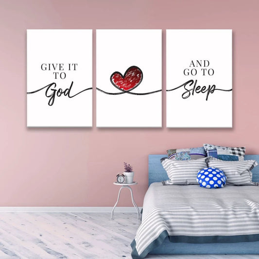 give it to god and go to sleep 3 panel wall art canvas (Landscape)