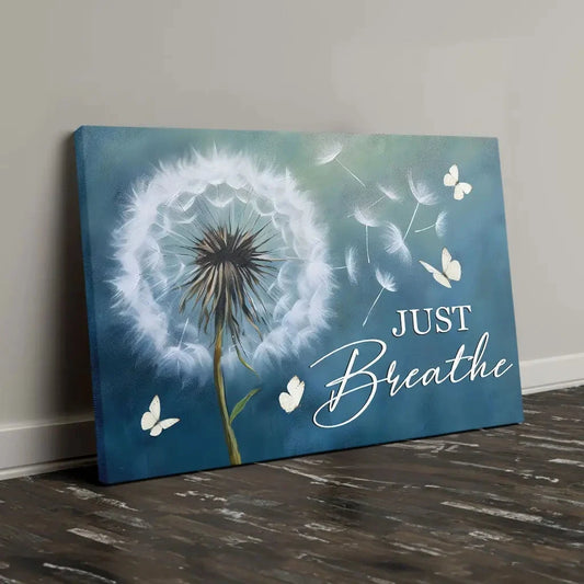 just breathe wall art canvas christian wall art (Landscape)